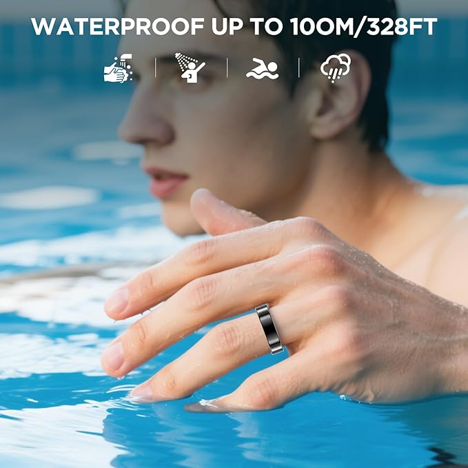Ultra-thin Smart Ring for Women Men, Activity Fitness Tracker, Waterproof Fitness Ring with Sleep Tracker, 24/7 Heart Rate Monitor,Step Counter,Calorie Pedometer,No APP Fee,for iOS Android(RoseGold#9)