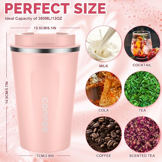 CS COSDDI 12 oz Stainless Steel Vacuum Insulated Tumbler - Coffee Travel Mug Spill Proof with Lid - Coffee Cups for Keep Hot/Ice Coffee,Tea and Beer