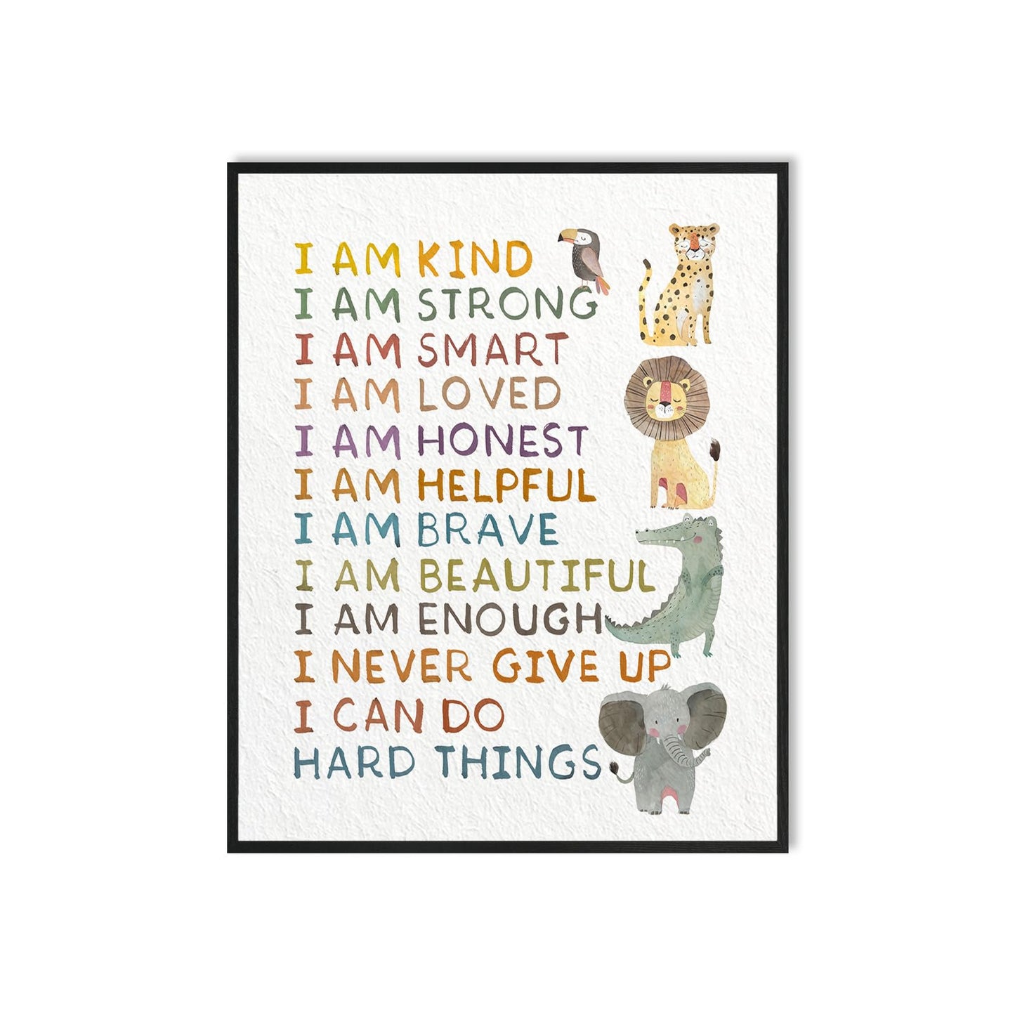 Jungle Safari Nursery Wall Decor: Hold Him a Little Longer Quote Kids Wall Art Framed 12"x15",Giraffe Lion Animal Picture Posters Nursery Art Wall Hanging Decor for Toddler Baby Boys' Rooms