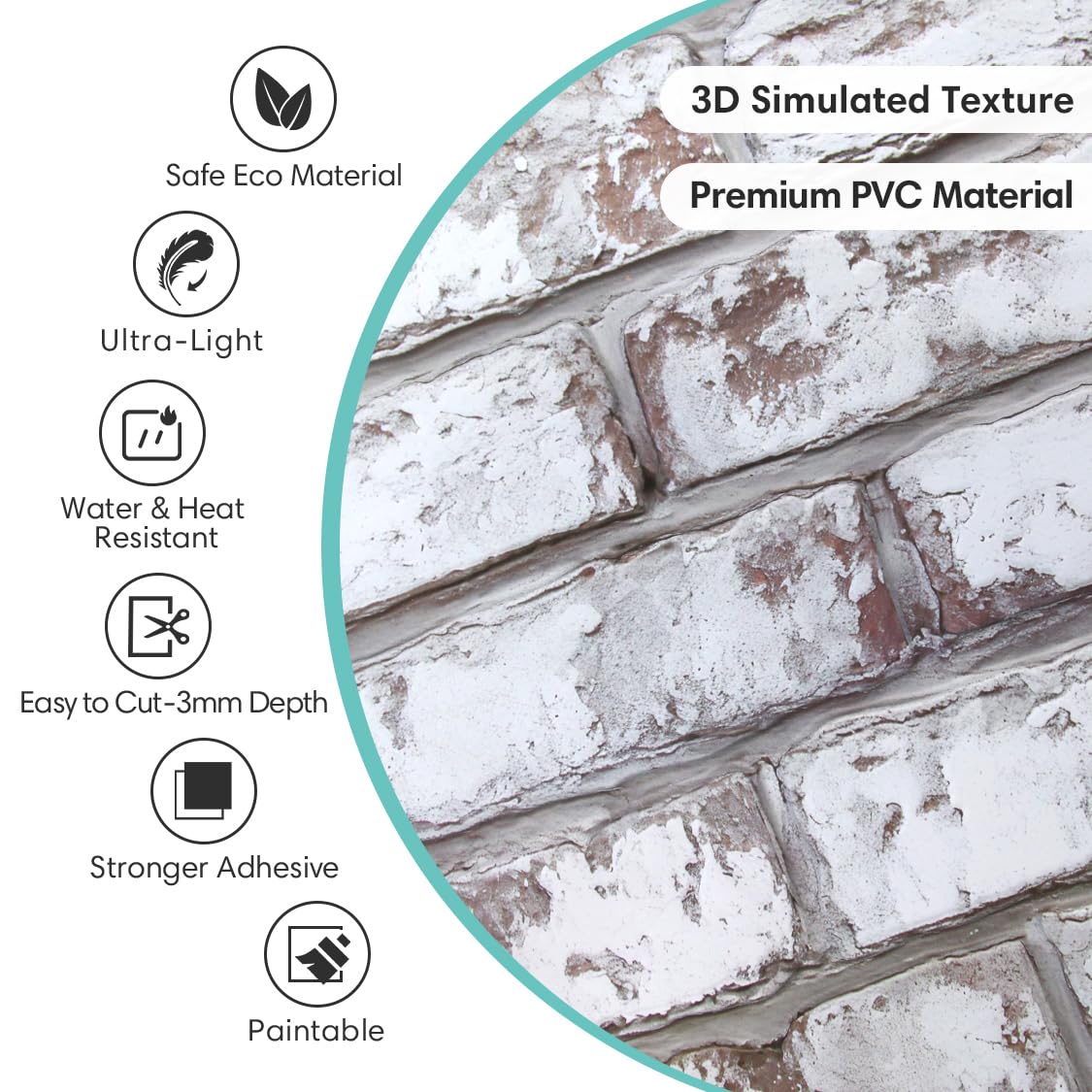 Commomy 10 Pcs 3D Faux Brick Wall Panels -11.8"X11.8" Small Size PVC Grey Whitewash Brick Peel and Stick Tiles Backsplash DIY Brick Wallpaper Wall Tile for Bedroom, Kitchen, Fireplace,RV