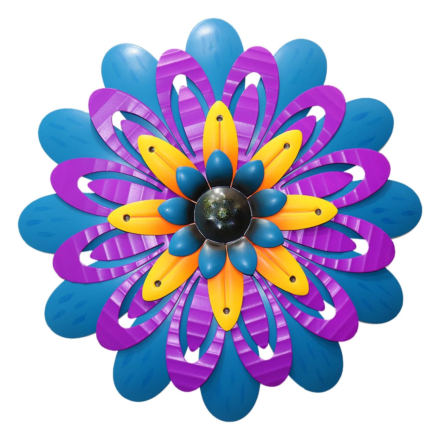 Metal Flowers Wall Decor Indoor Outdoor Metal Wall Art for Home Farmhouse Living Room Bedroom Bathroom Garden Decorations - Purple & Blue