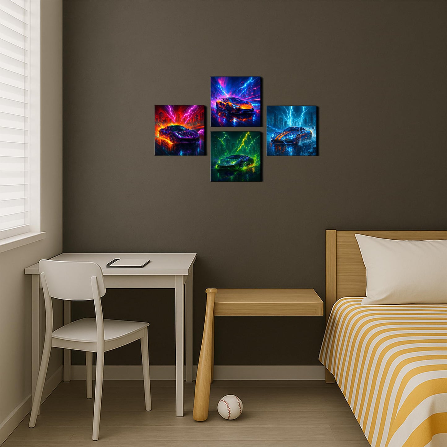 Deveosa Cool Car Painting Pictures Posters Framed Wall Decorations Art Canvas Prints For Boys Bedroom Men Room Decor