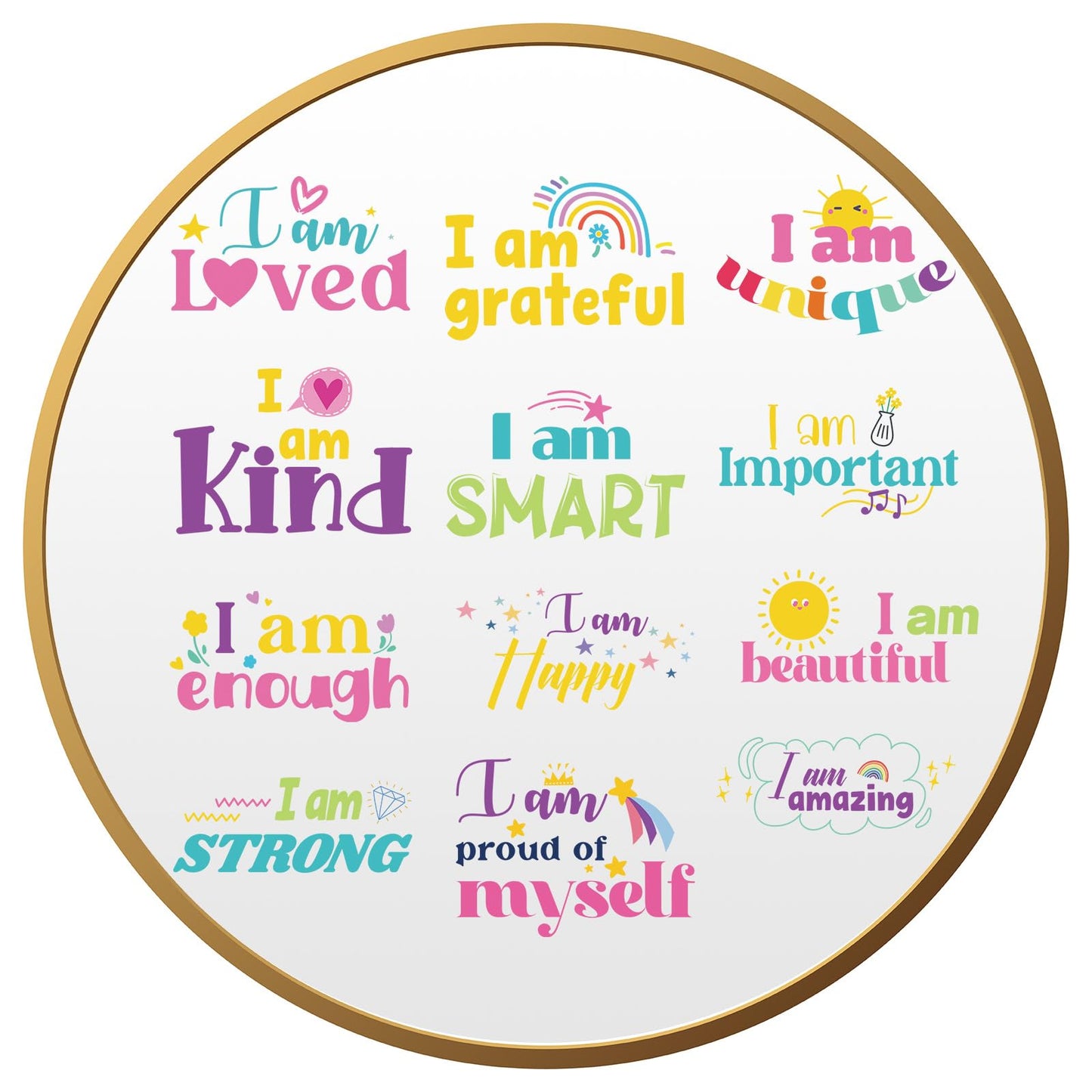Geyoga 12 Pcs Inspirational Quote Mirror Decals Teacher Appreciation Week Vinyl Positive Saying Mirror Stickers Motivational Window Decals Peel and Stick for Home Office Staff Bathroom(Lively Style)