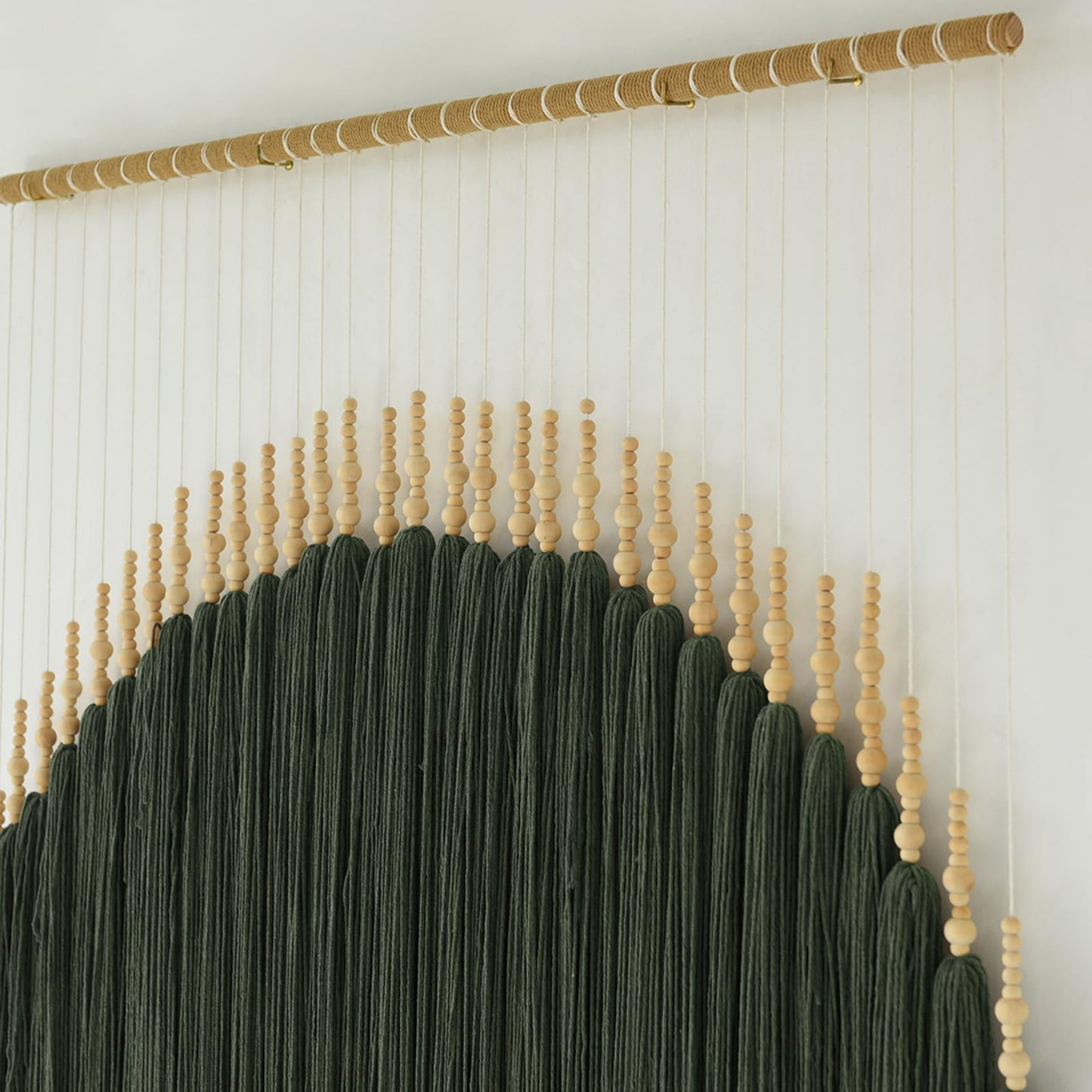 IOWER Large Macrame Wall Hanging Green Boho Decor Macrame Beads Yarn Fiber Art Beaded Tassel Home Decor For Bedroom Living room 39" W x 55" L