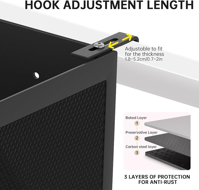 Bedside Caddy Shelf for Bunk Bed, Office Cubicle Walls, Crib Rails, Dorm Bed College Dorm Room Essentials Bed Shelf for Cell Phone Headphone Magazine Snacks (Black, L13.78in*W5.12in*H3.94in)