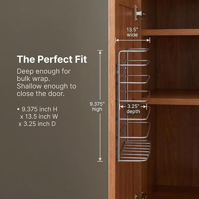 Household Essentials Tall Door Mount Cabinet Organizer with Steel Wire Frame in Nickel Powder Finish, Silver