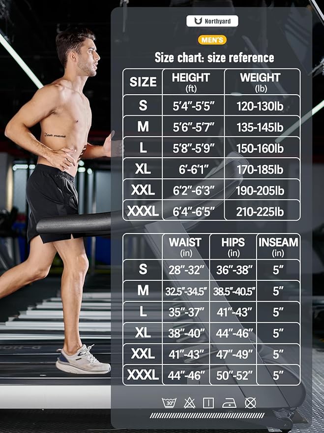 NORTHYARD Men's Running Athletic Shorts 5'' Workout Gym Tennis Short Quick Dry Lightweight Active Sports Basketball