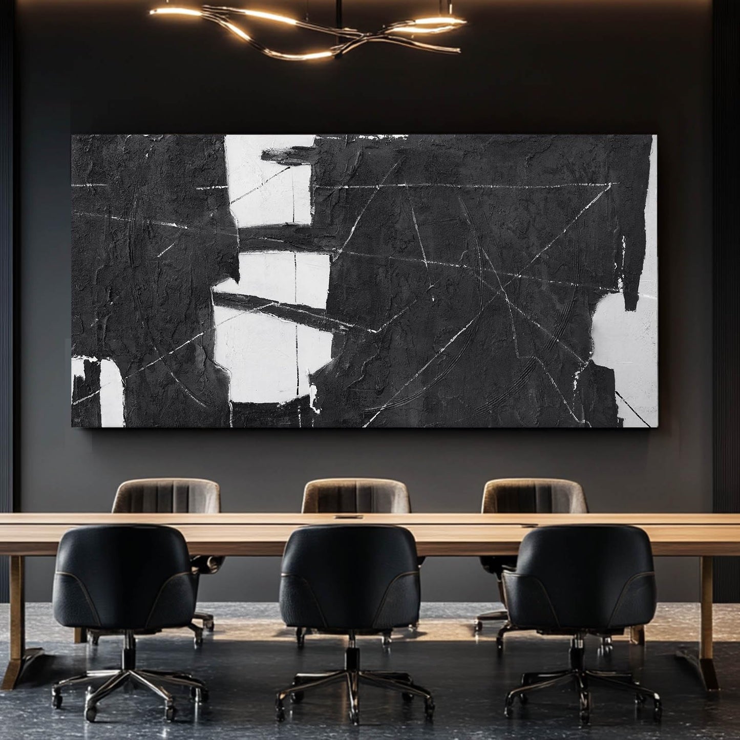 VAYIMDH Black Art Large Abstract Wall Decor for Living Room Black and White Painting on Canvas Line Prints for Walls Office Home Decorations 29x58 Inches