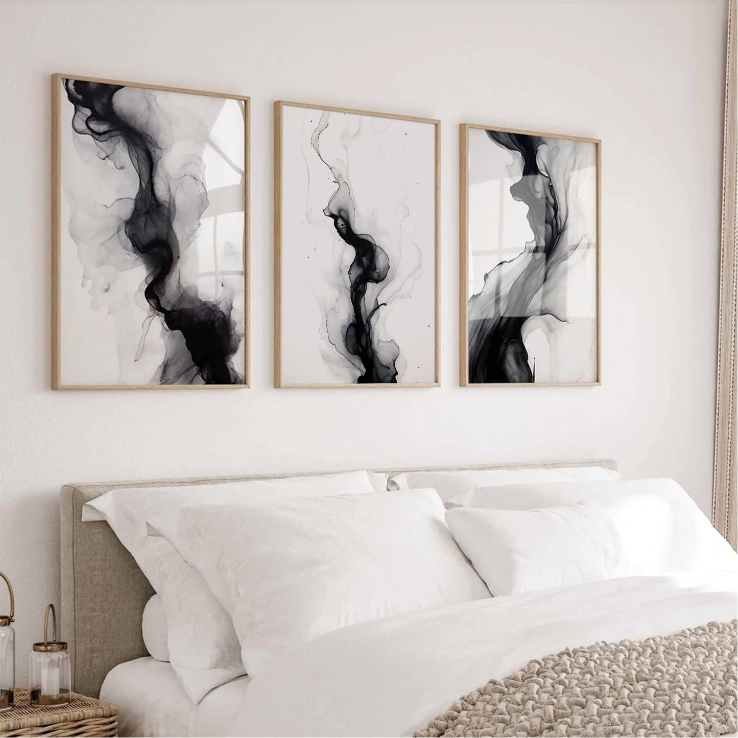 Black White Abstract Wall Art Decor Gray Modern Wall Art Minimalist Canvas Painting Black White Grey Pictures Poster Abstract Prints Artwork for Living Room Bedroom 12x16 Set of 3 Inch Unframed