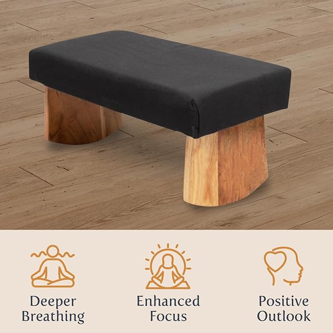 Meditation Bench (NAT. White), Seiza, Sustainable Acacia Wood with Curved Bottom Edges for The Perfect Posture, Meditation Stool, Prayer Bench, Meditation Chair, Yoga Stool