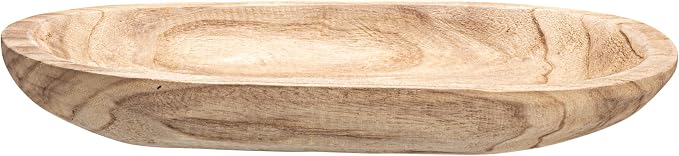Bloomingville Hand-Carved Paulownia Wood Bowl, Natural
