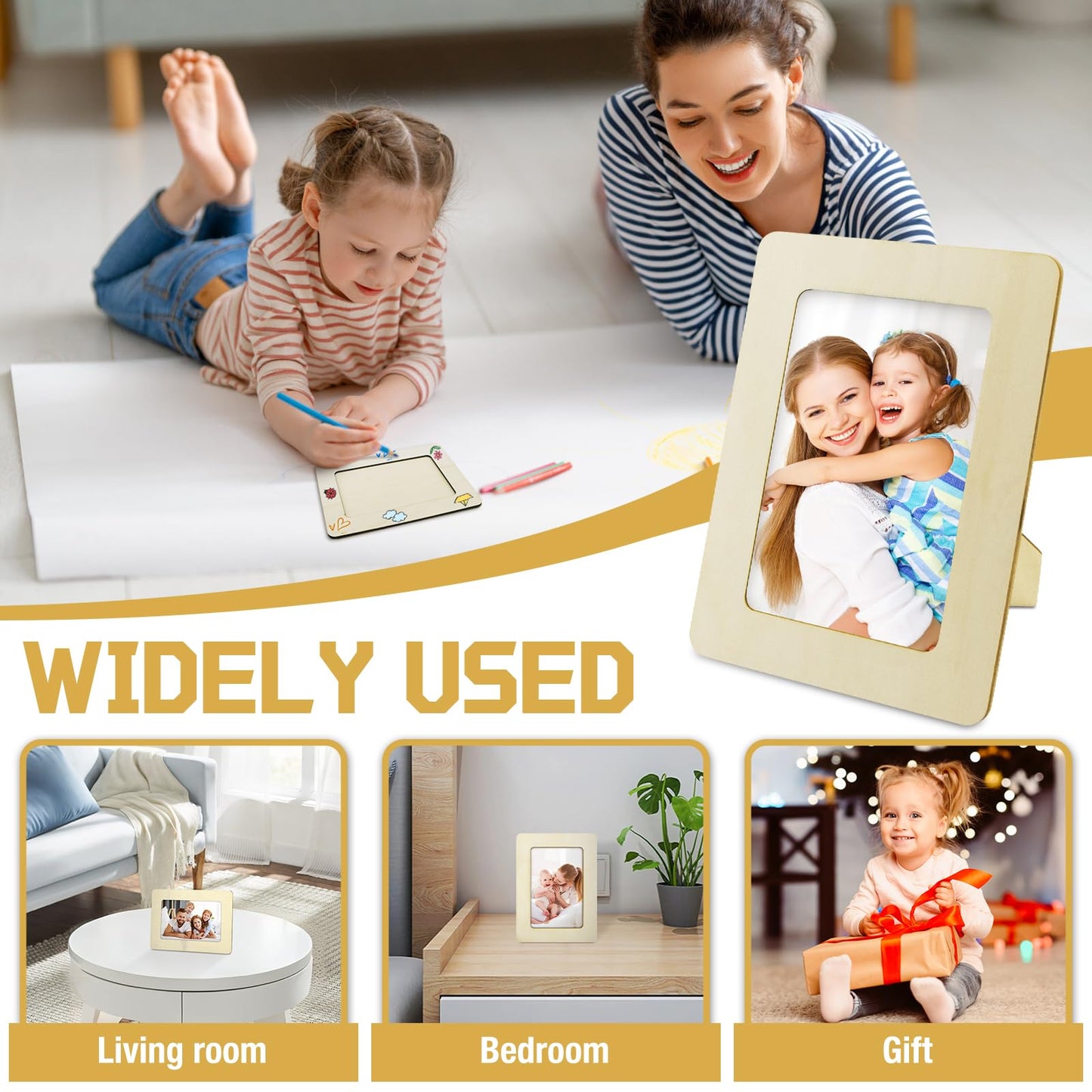 Soleeya 32 Pcs Wooden Picture Frames for Crafts, Bulk Unfinished DIY Wood Craft for 4" x 6" Photos Frame for Wedding Birthday Graduation Party Decor