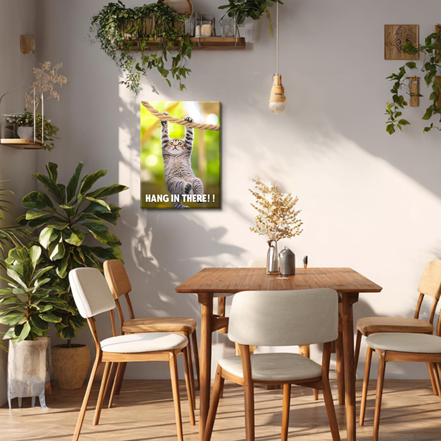Hang in There Cat Posters Funny Motivational Wall Art Inspirational Cat Wall Decor Painting Funny Office Pictures Inspirational Prints for Home Bathroom Bedroom Ready to Hang(12x16in Wrapped Canvas)