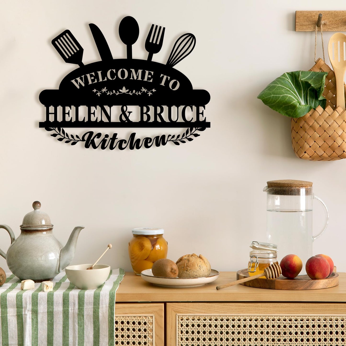 Personalized Metal Kitchen Signs, Personalized Kitchen Wall Decor, Custom Kitchen Name Sign, Modern Farmhouse Kitchen Decor, Housewarming Gifts