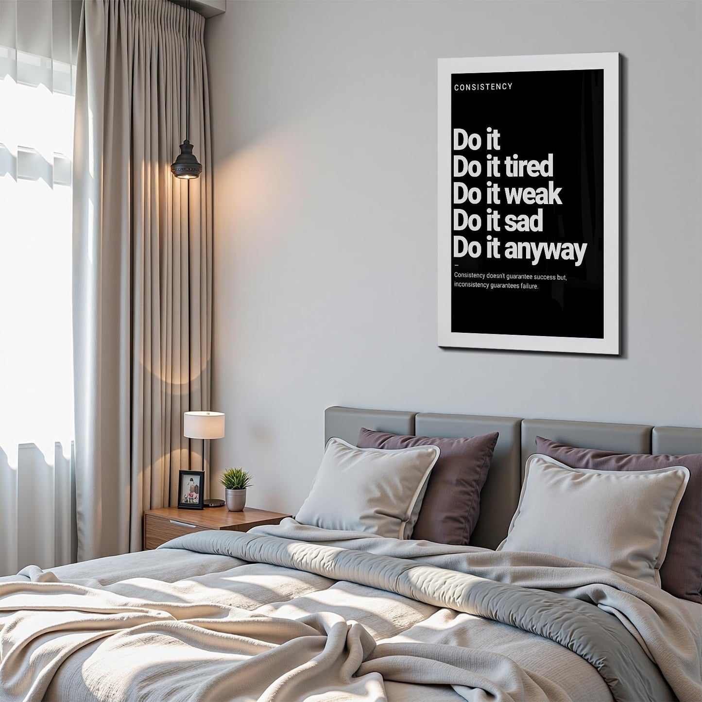 Do it Motivational Wall Decor for Office, Positive Quotes Canvas Art, Framed Wall Art for Living Room, Black and White Inspirational Poster Prints ArtWork Perfect Home Decoration P4