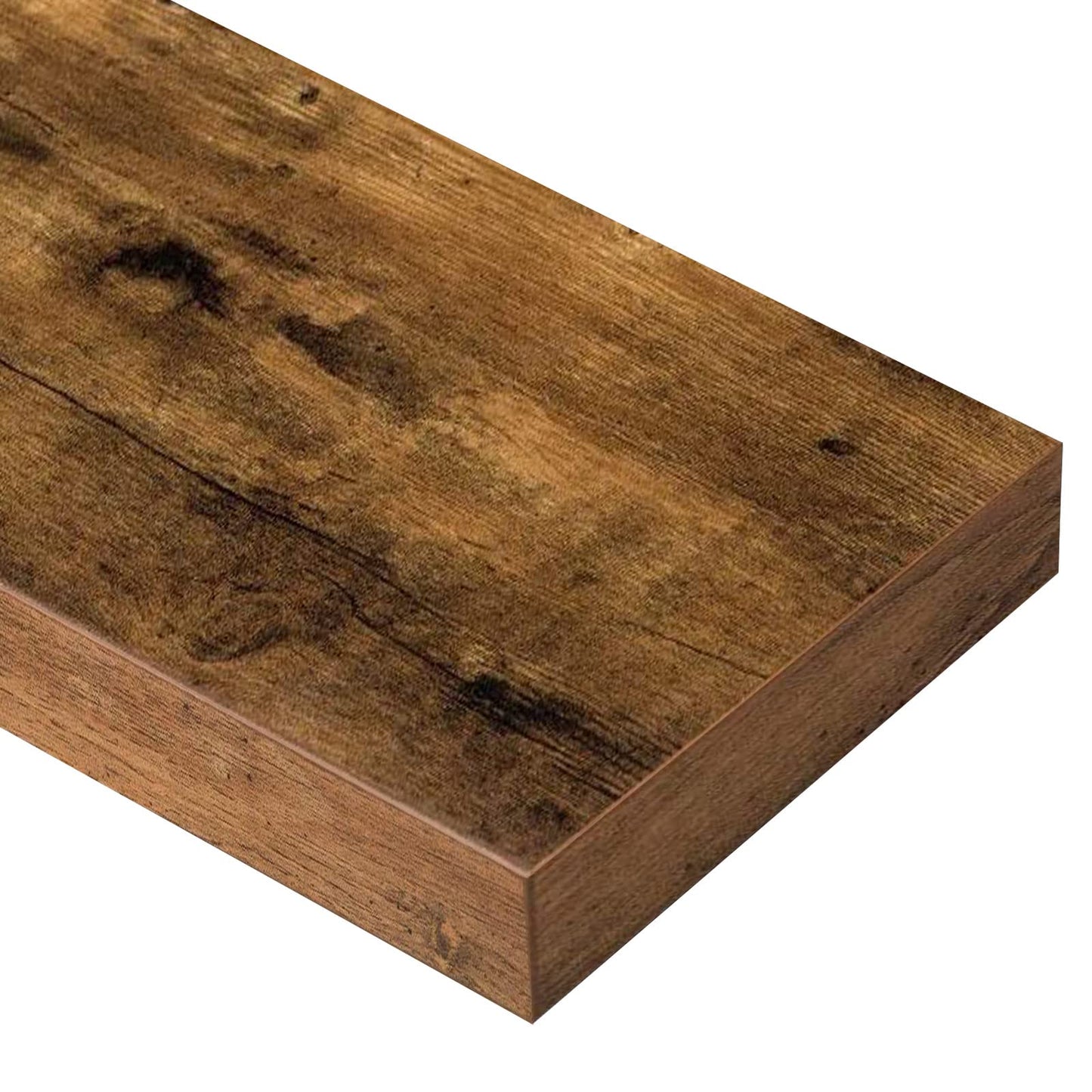 QEEIG Bathroom Floating Shelves for Wall - 15.7" Wall Mounted Shelf Over Toilet Farmhouse Home Decor Display Bookshelf Small 15.7 x 6.7 inch Set of 2, Rustic Brown (008-40BN)