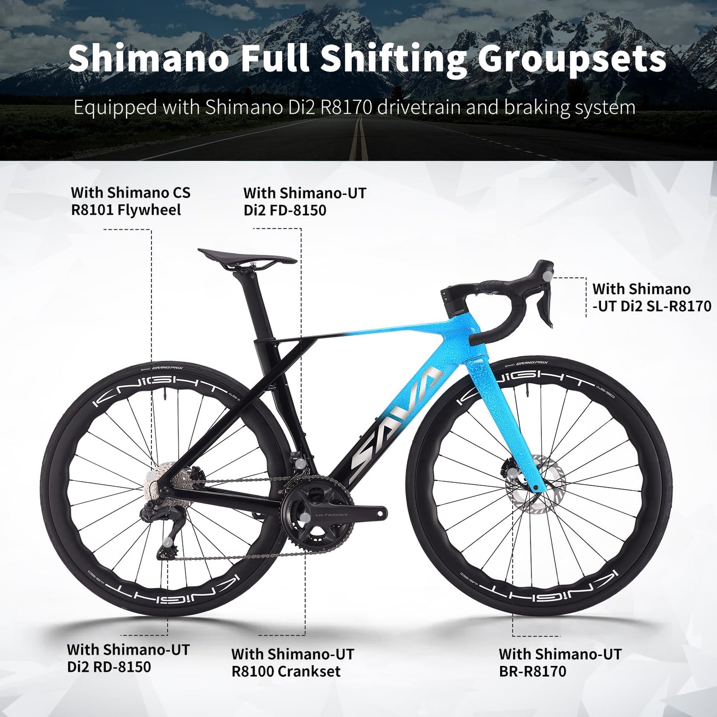 SAVADECK SLR8-Ultegra Full Carbon Road Bike with Shimano 105 R8170 24S Set for Adults, (Wave Pattern(W45), Red, 54cm)