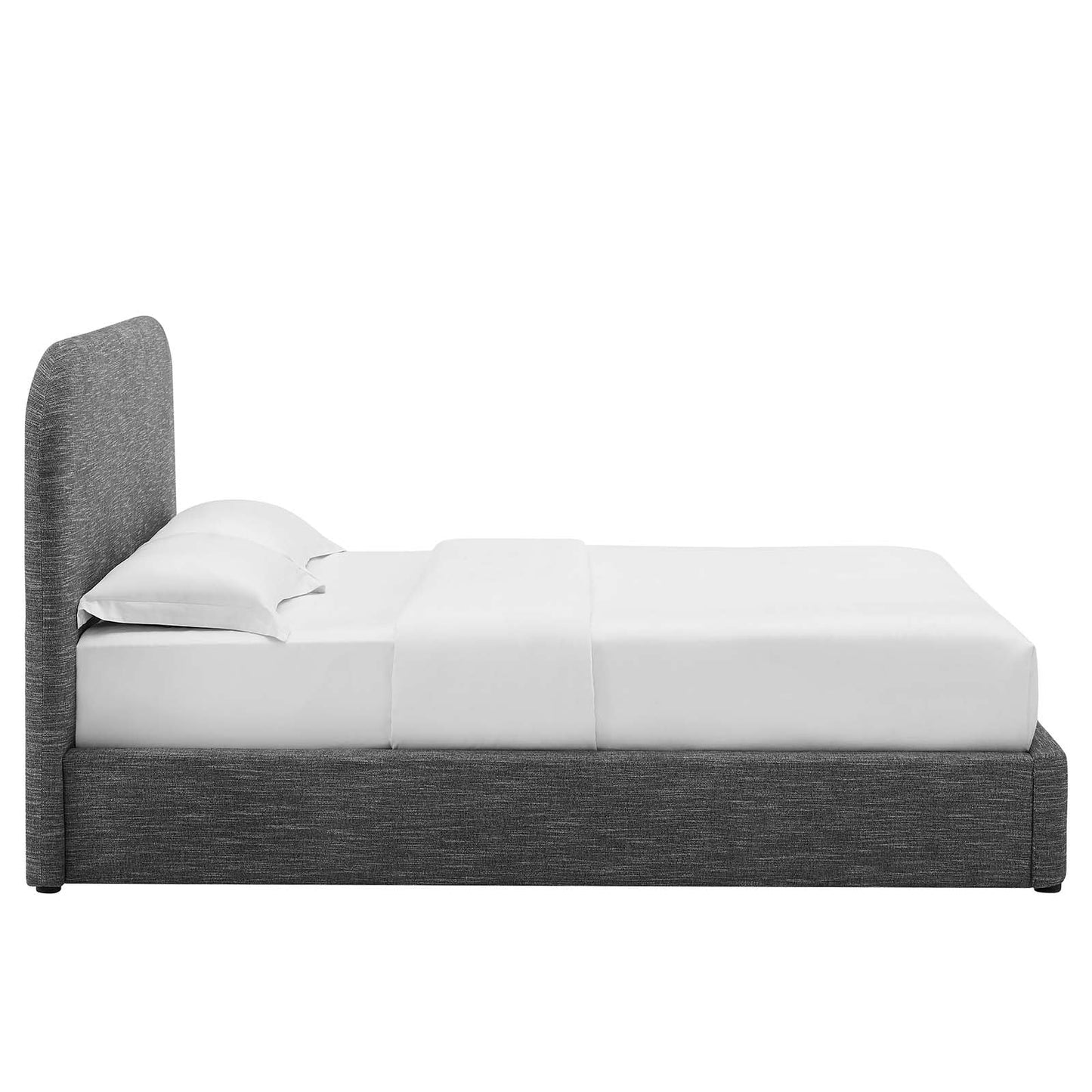 Modway Keynote Modern Queen Bed Frame with Curve Shaped Headboard in Heathered Weave Slate, Woven Heathered Fabric Upholstery, Queen Size Platform Bed, Soft Cloud Bed Frame, No Box Spring Needed