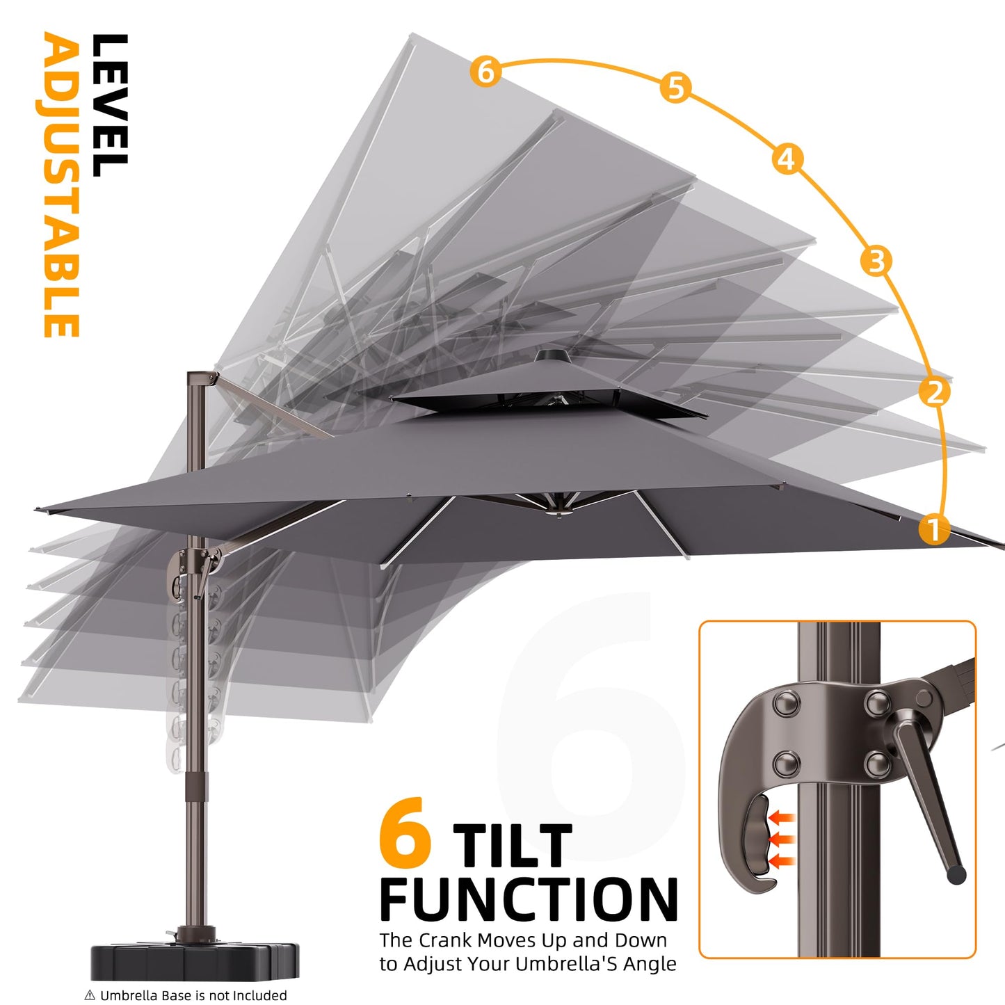 ORYNTREX 9' X 12' Cantilever Outdoor Patio Umbrellas Double Top Large Rectangle Umbrella Heavy Duty 360°Rotation Offset Umbrella for Garden Deck Pool Patio,Grey