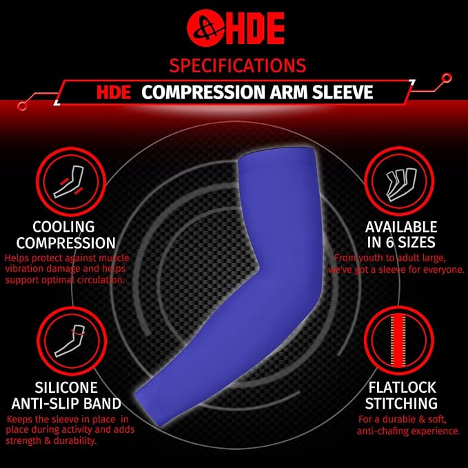 HDE Arm Compression Sleeves for Kids Basketball Shooting Sleeve - Youth Sports Football Baseball Softball - 1 Pair