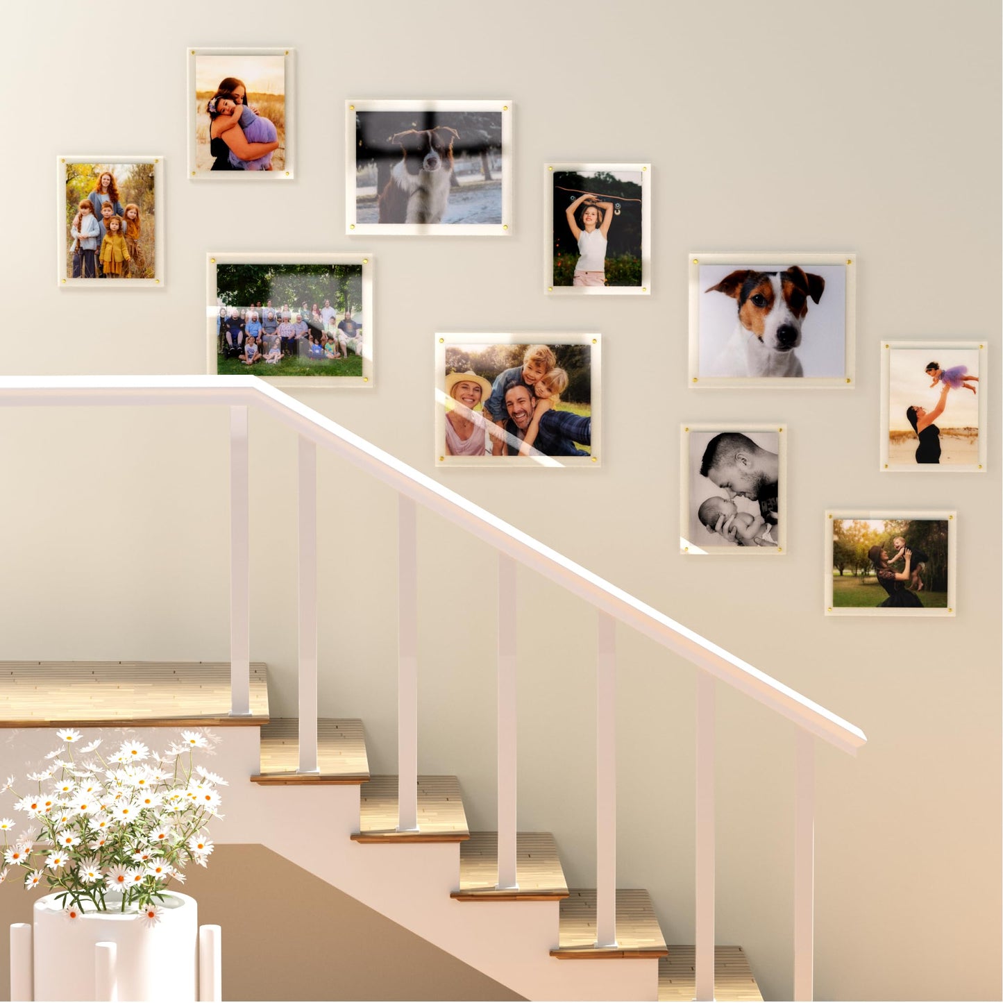 2 Pack 11X14 Acrylic Picture Frame for Wall, Clear Diploma Frames, No Drill Floating Frameless Photo Frame for Diploma Certificate Degree Document & Artworks Display, Graduation Gift for Students (2 Pack, Straight edge)