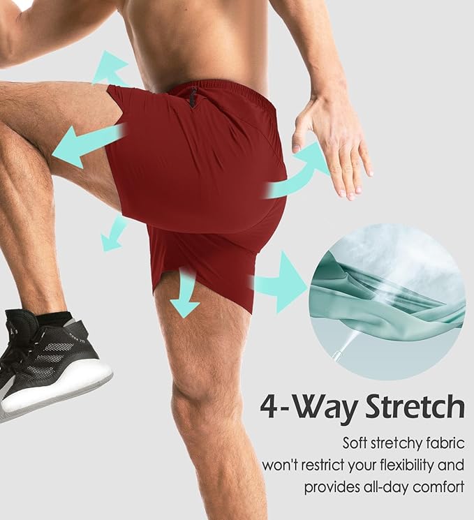 Aolesy Men's Gym Shorts Linerless & Liner - 5" Quick Dry Workout Running Shorts with Zip Pockets Sports Athletic Shorts