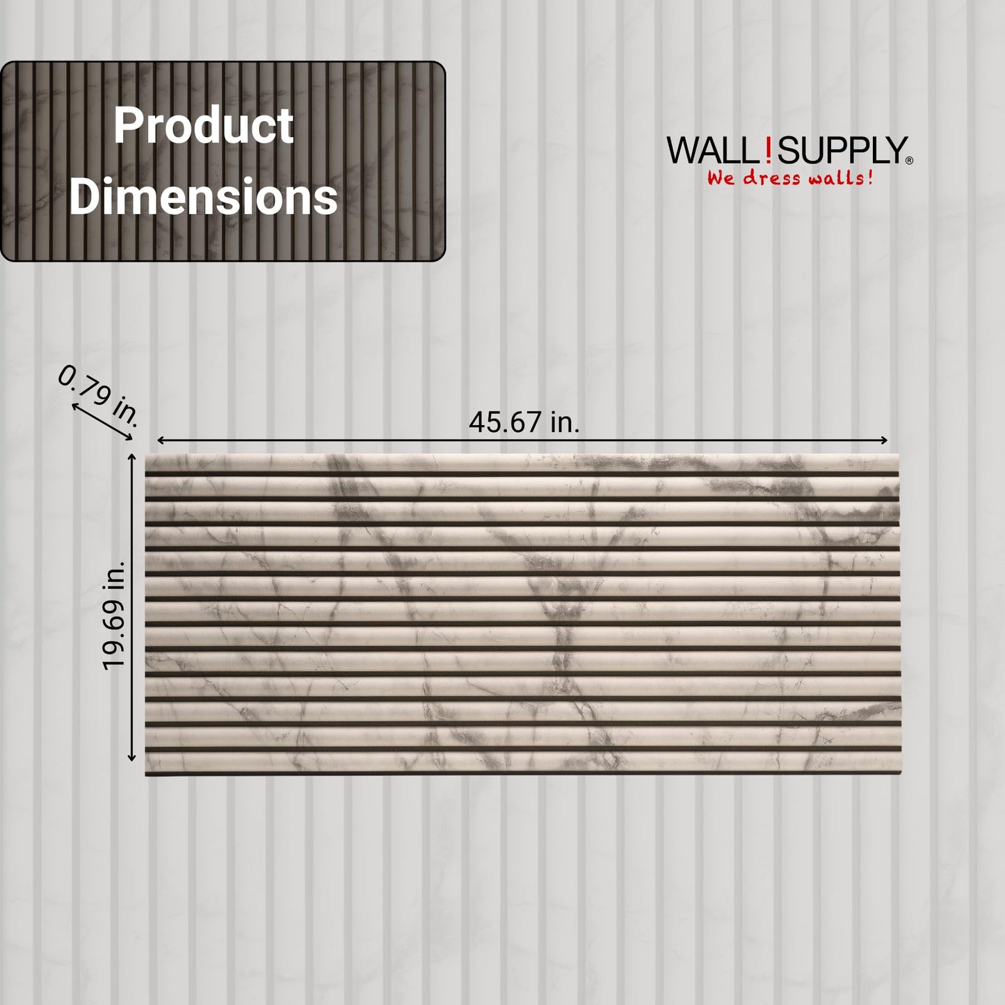 Wall!Supply 3D Wall Panels – Faux Marble Round Slatted – Home Decor Wallpaper Alternative for Living Room, Bedroom & Office – Easy DIY Installation – 4 Pack, Covers 24.96 Sq Ft