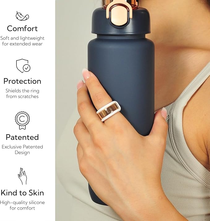 Rinfit Smart Ring Protector - Silicone Ring Enhancer for Active Lifestyle and Gym - StyleFit U.S. Design Patent - White, Size 10