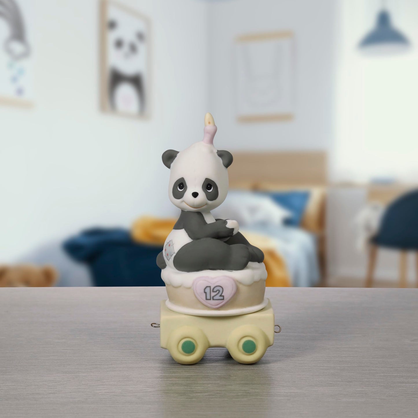 Precious Moments Birthday Train Panda, Age 12, Give A Grin And Let The Fun Begin, Birthday Gift for 12 Year Old Boys and Girls, Bisque Porcelain Figurine, 142032