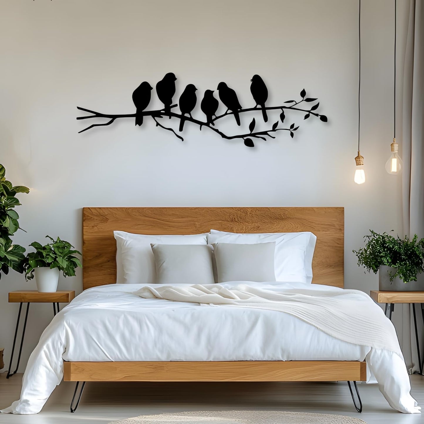 kuestboy Birds Metal Wall Art,Birds on Branch Metal Wall Decor,Animal Wall Hanging,Bedroom Wall Art,Country House Decor,Housewarming Gift (28" x 8" | 70 x 21 cm)