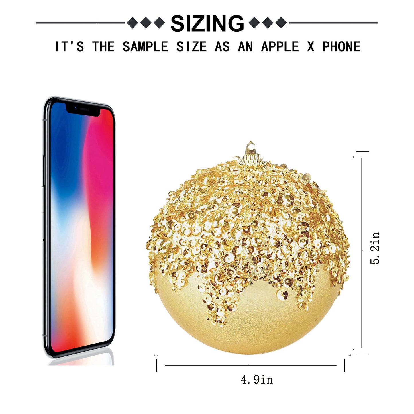 ZHANYIGY 3Pcs Christmas Balls Ornaments -Shatterproof Christmas Ball for Xmas Tree Decorations Hanging,Wedding Party Holiday Decorations Gold Glitter Ball 4.75in x 3 Pack