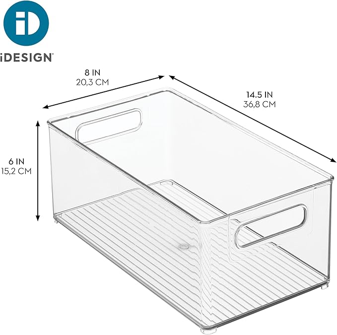iDesign Stackable Fridge Bin - Kitchen Storage Bin for Pantry, Cabinets, or Fridge, Set of 4, Clear