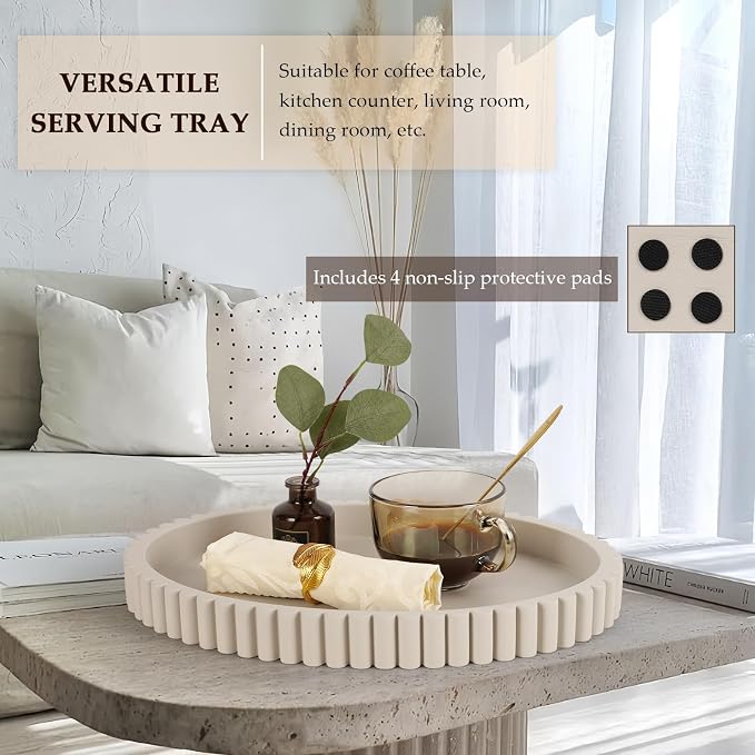 Oval Tray for Coffee Table Decor, 15" Concrete Tray, Table Centerpieces Decorative Trays for Home Decor, Modern Decorative Trays for Coffee Tables, Centerpiece Trays, Gray