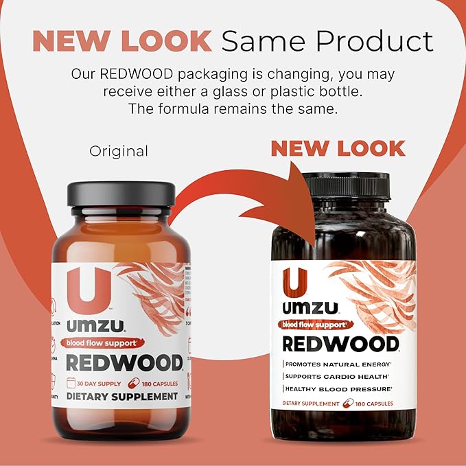 UMZU Redwood Nitric Oxide Booster, 3-Month Supply ??Nitric Oxide Supplement with Vitamin C, Garlic & Horse Chestnut ??Supports Healthy Circulation, Blood Flow, Energy, Stamina and Daily Vitality