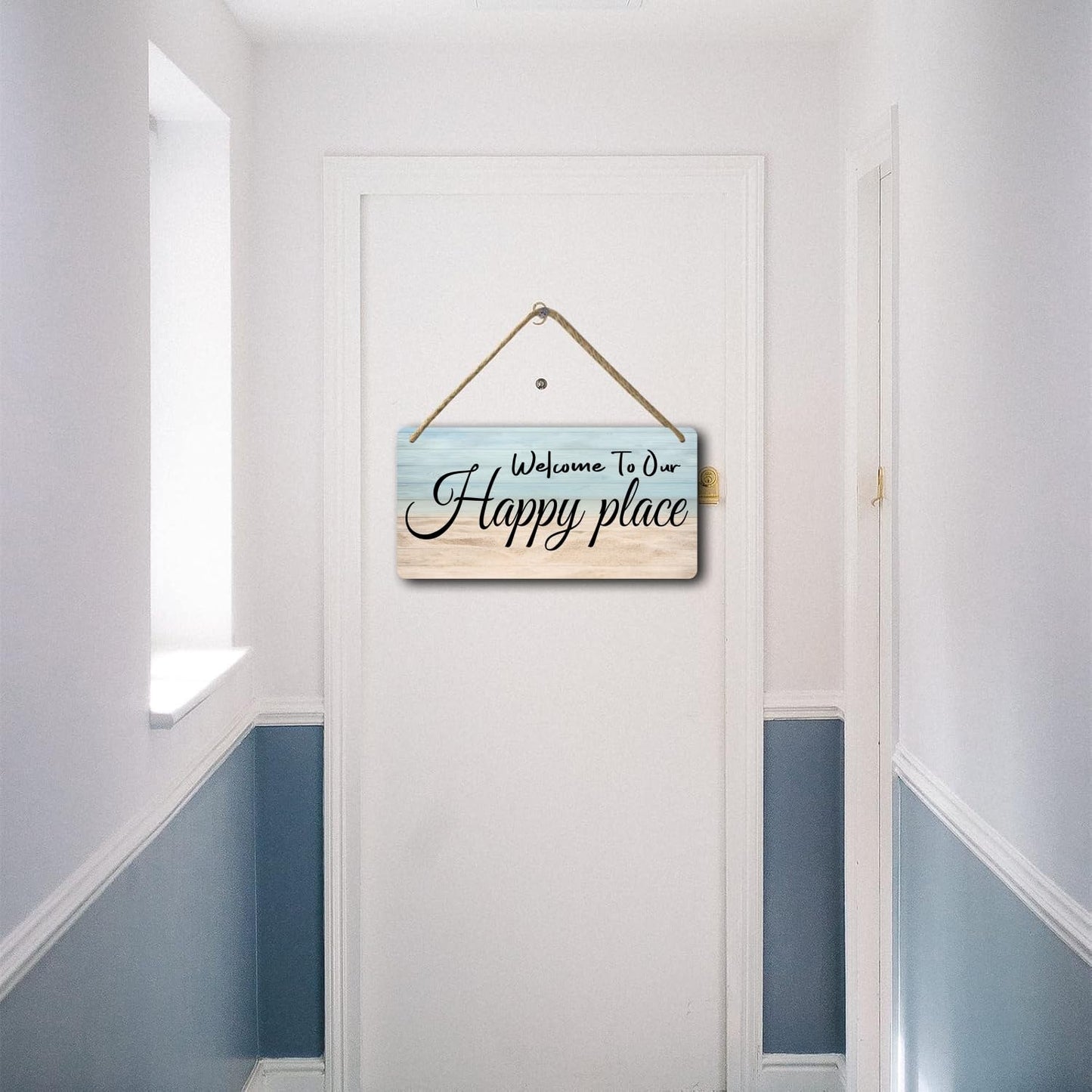 Welcome Home Sweet Home Sign - Personalized Wooden Hanging Decor For Front Door, Patio, Wall or Porch