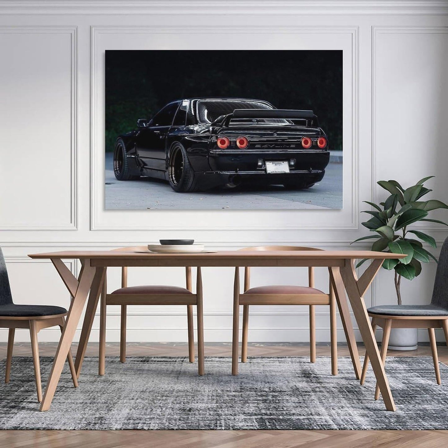 Jdm Car Black R32 Drift Art Car Posters & Prints Car Canvas Wall Art Living Room Decor for Men Aesthetic Paintings Pictures Wall Decor Framed Unframed 12x18inch(30x45cm)