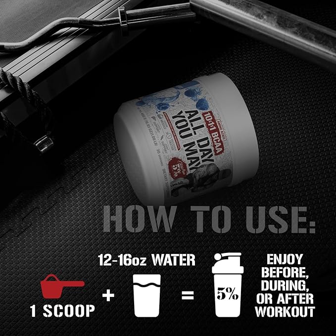 5% Nutrition Rich Piana AllDayYouMay BCAA Powder | Premium Intra & Post Workout Amino Acids, Hydration, Endurance, Muscle Recovery, Joint & Liver Support | 16.3 oz, 30 Servings (Southern Sweet Tea)