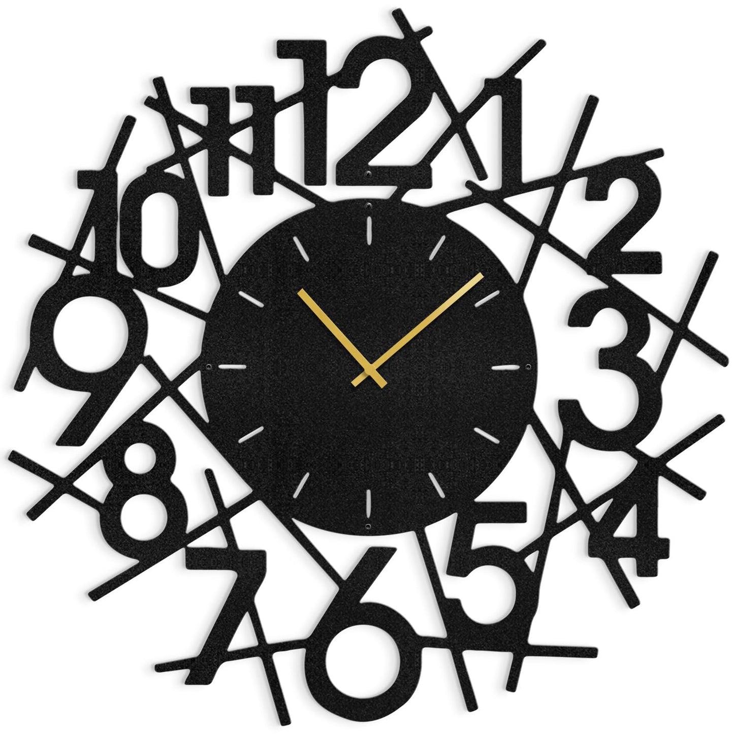 SIGNLEADER Metal Wall Clock Wall Art Decor, Big Black Numbers Wall Sculpture Clock Silent Battery Operated Hangings Home Decoration for Living Room, Bedroom, Kitchen, Bathroom - 36" Black