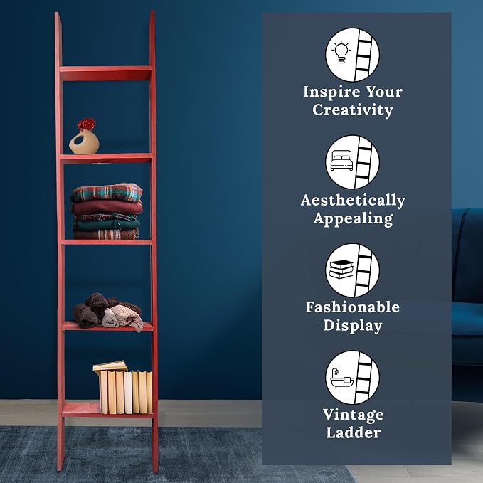 BARNWOODUSA Throw Blanket Ladder – Fully Assembled Reclaimed Wood – Rustic Decorative Ladder for Towels, Quilts, & More – Perfect Farmhouse Decor for Bathroom, Porch, or Living Room,5ft.