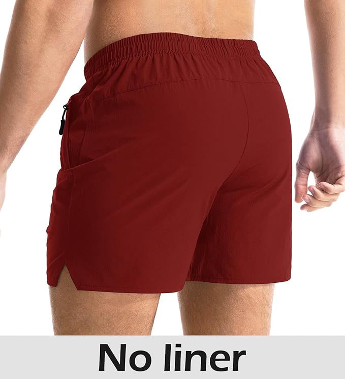 Aolesy Men's Gym Shorts Linerless & Liner - 5" Quick Dry Workout Running Shorts with Zip Pockets Sports Athletic Shorts