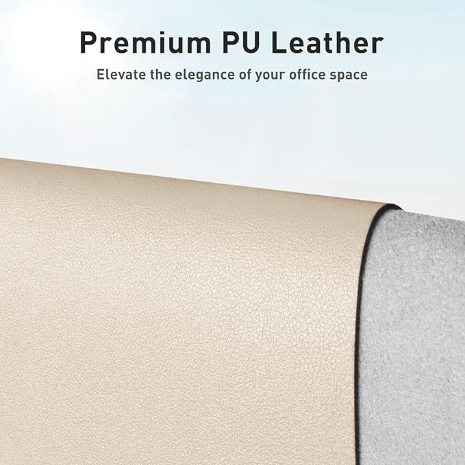 Aothia Faux Leather Desk Mat - Non-Slip PU Leather Desk Blotter, Waterproof Writing Surface, Large Desk Pad for Office & Home (Beige, 55" x 17")