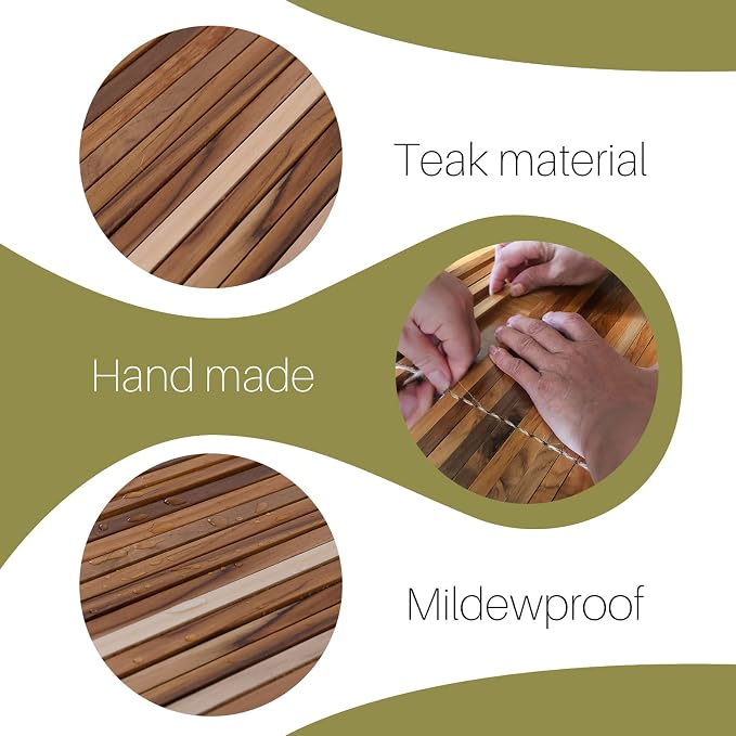 HTB Over Sink Dish Drying Rack 17.8'' x 16.1, Kitchen Teak Wood Roll Up for Dishes,Plates, Bowls, Wooden Cover Counter Space