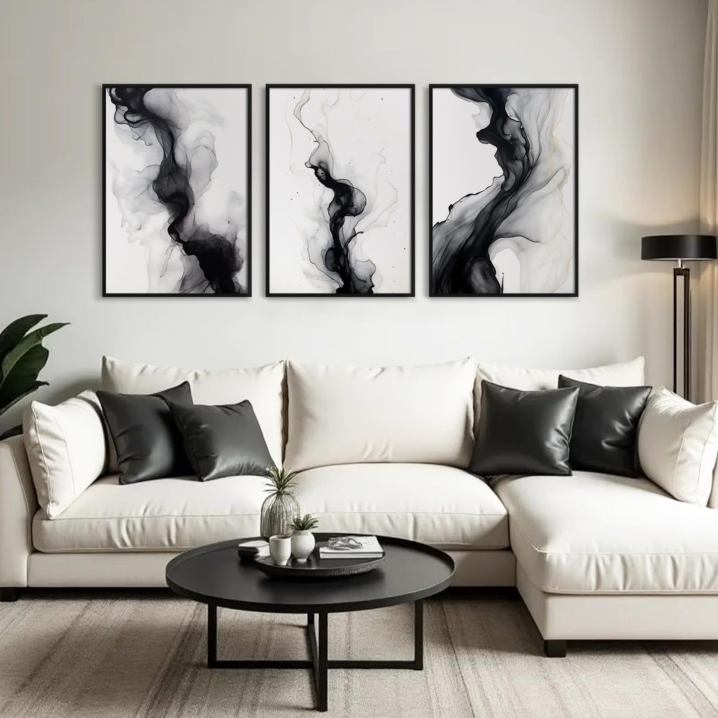 Black White Abstract Wall Art Decor Gray Modern Wall Art Minimalist Canvas Painting Black White Grey Pictures Poster Abstract Prints Artwork for Living Room Bedroom 12x16 Set of 3 Inch Unframed