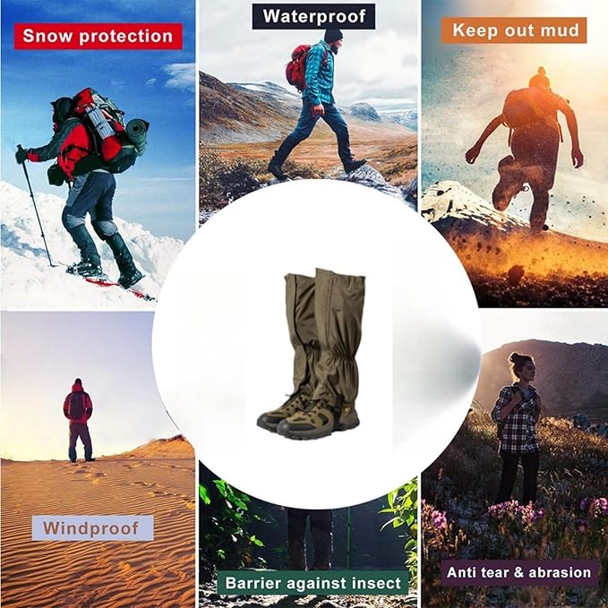 Leg Gaiters, Waterproof,Lightweight and Adjustable, Snow Boot Gaiters, for Men and Women Hiking, Walking, Hunting, Backpacking,Skiing, Mountaineering