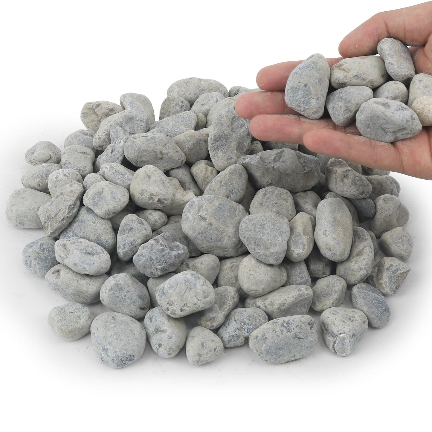 Mulctun 5LB Natural Grey Gravel, 0.8"-1.8" Large River Rocks,Pebbles for Indoor Outdoor Plants Pots Aquarium Fish Tank Pathways Backyard