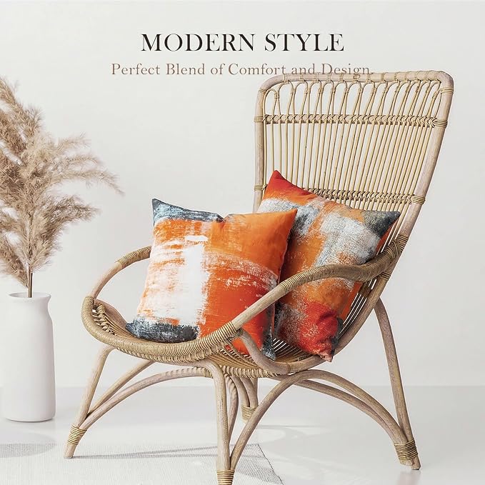 Burnt Orange Throw Pillow Covers 20x20 Set of 4 Decorative Cushion Cover Taupe Abstract Art Painting Pillow Covers for Sofa Couch Bedroom Living Room Outdoor Home Décor