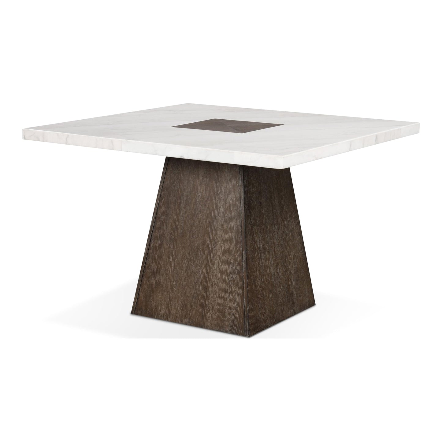 Furniture of America Rafferty Modern Solid Wood 54-inch Square Counter Height Dining Table with Genuine White Marble Tabletop and Tapered Pedestal Base, for Home Kitchen, Living Room, Dark Walnut