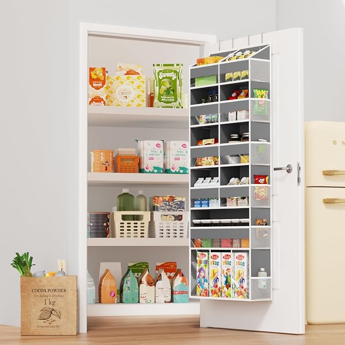 Over the Door Hanging Organizer - Hanging Closet Organizer and Storage with Large Pockets, Swing-proof Behind The Door Organizer for Bathroom Nursery Room Essentials (Grey, 1 Pack - Extra Large)