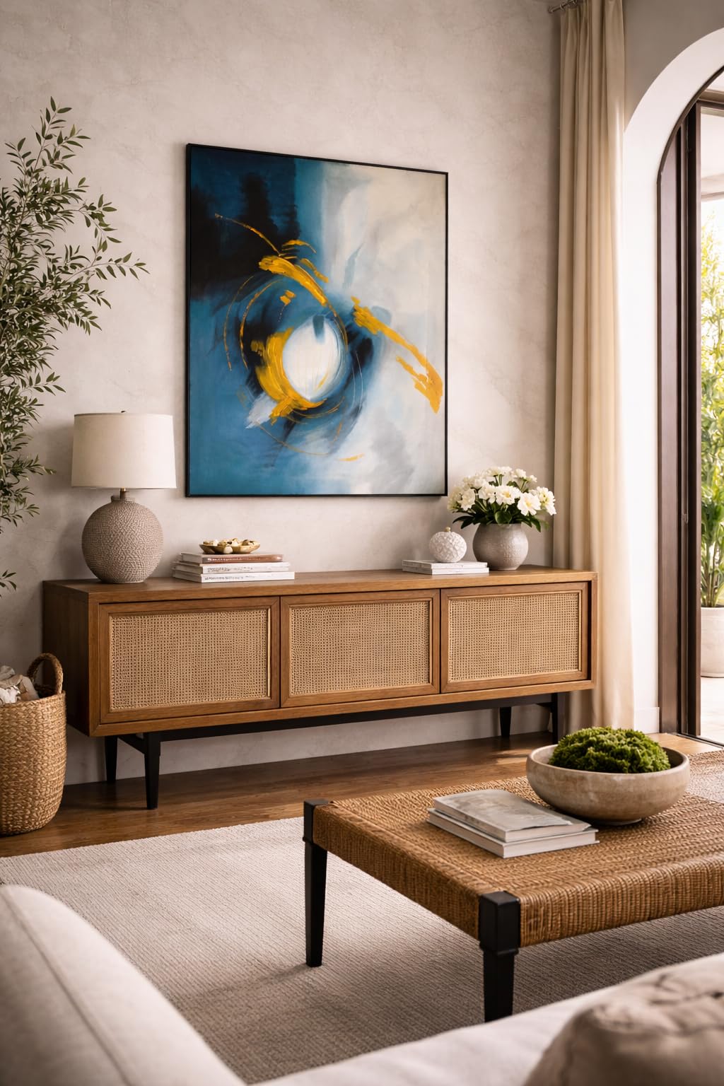 Artisan Tinct Hand-Painted Canvas Wall Art, Wooden Framed, 24x36 inches, Modern Artwork for Living Room, Lounge, Bedroom, Ready to Hang Large Oil Painting (Cosmic Flow)