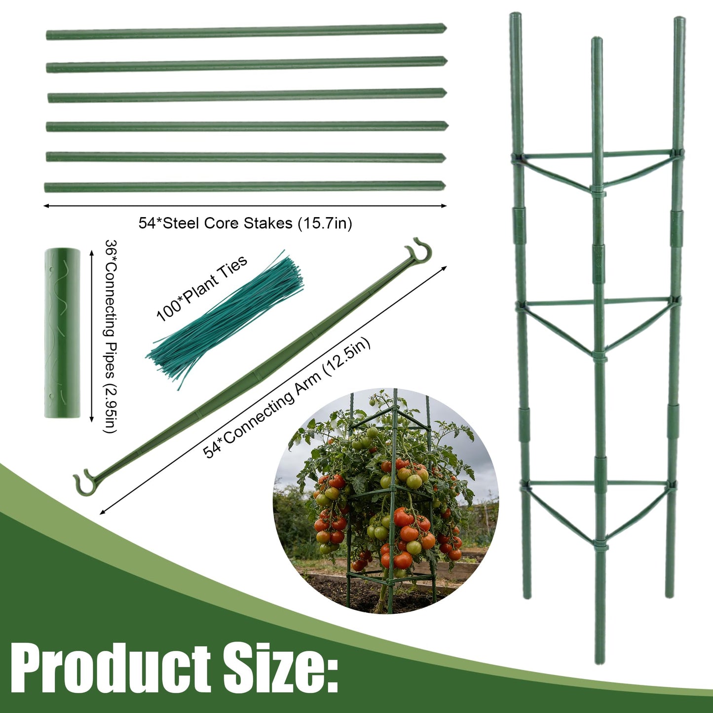 6-Pack Tomato Cages & Trellis – Outdoor Garden Adjustable Plant Support & Stakes for Home Gardeners, Raised Garden Beds & Patio, Supports Climbing Tomatoes, Vegetables & Flowers (Up to 47.2'' High)